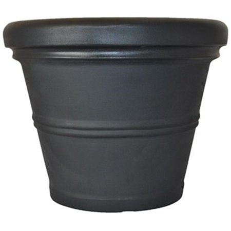 GARDENCONTROL 20 in. Rolled Rim Planter, Black GA1689029